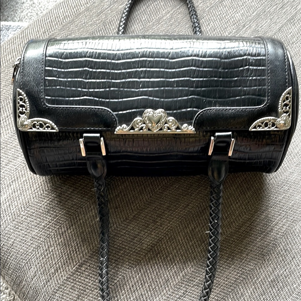 Vintage Brighton crocodile barrel purse black